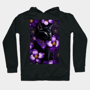 Gothic Black Cat Lost In Purple Elegance Hoodie